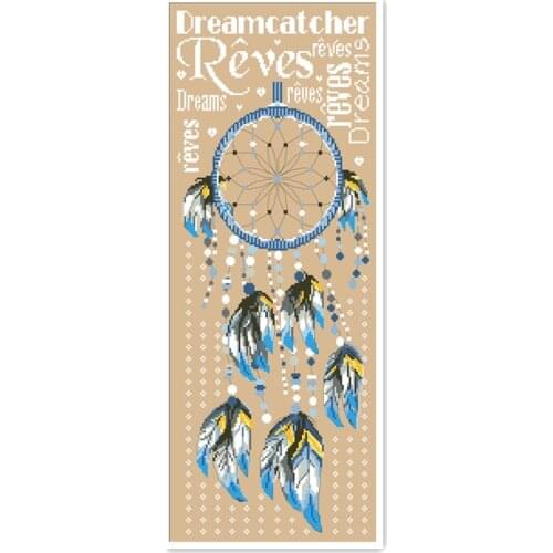 Dreamcatcher cross stitch kit cartoon feather character word design 18ct 14ct 11ct linen flaxen canvas embroidery DIY needlework
