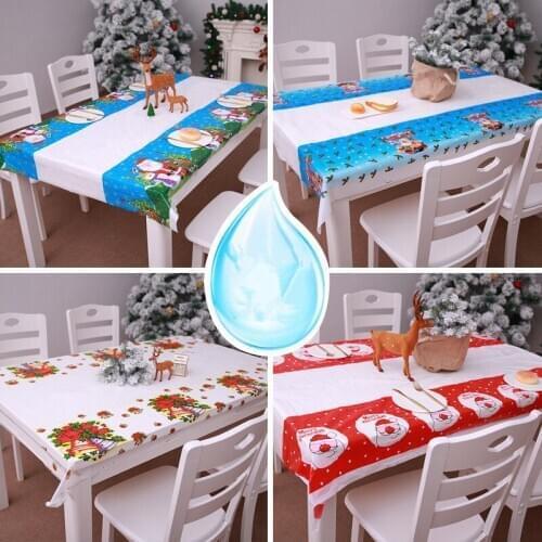 New Year Home Kitchen Dining Table Decorations Christmas Tablecloth Rectangular Plastic Party Table Covers Christmas Ornaments