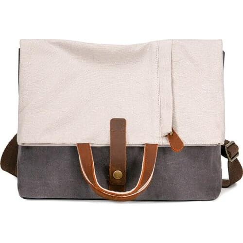 New Crazy horse Canvas Bag Mans Retro Postman Bags Shoulder Bag