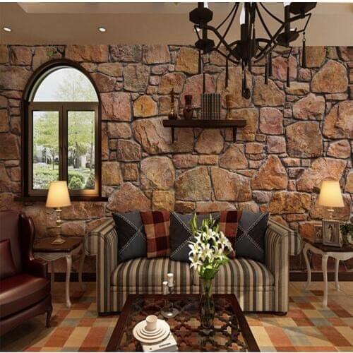 Wallpaper 3d Retro nostalgia stone brick wall mural restaurant bathroom cafe living room custom wallpaper