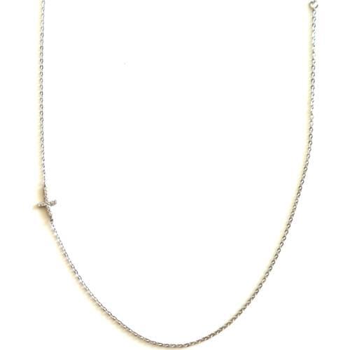 Choker Necklace Women dainty small cute cz cross charm sideway cross 925 sterling silver chain necklace