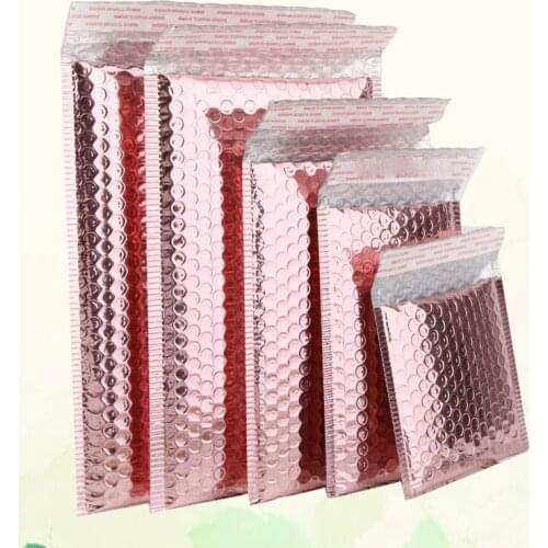 50 PCS/Lot Rose Gold Plastic Bubble Envelopes Bags, Padded Shipping Envelope, Waterproof Bubble Mailer Bags for Gift Packaging