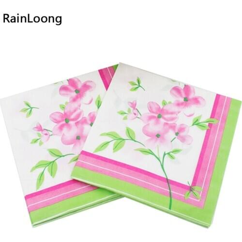[RainLoong] Floral Paper Napkin Flower Event & Party Tissue Napkin Supply Decoration Paper 33*33cm 1 pack (20pcs/pack)