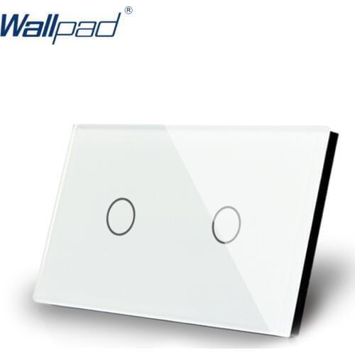 2 Gang 1 Way Touch Switch US/AU Standard Wallpad Luxury Crystal White Glass Panel Touch Screen 2 Gang On/Off Light Wall Switch