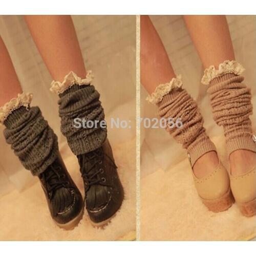 Crochet Lace Trim Knit Leg Warmers Boot Socks Knee High boot cuffs warmers 5colors,61cm length #3717