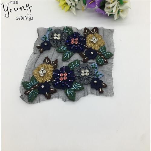 Embroidery Applique 3D Lace Collar Tulle Sewing lace Neckline Rhinestone DIY Trim Womens Fashion Clothing Accessories YL1550