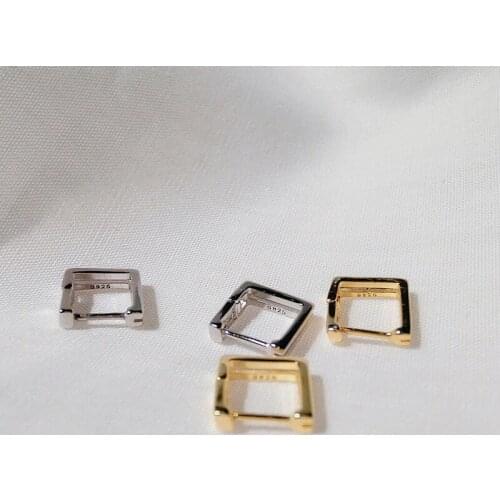 WTLTC 925 Sterling Sliver Square Ear Piercing Huggie Earrings Simple Helix Cartilage Earrings Geometric Small Tiny Hoop Earrings