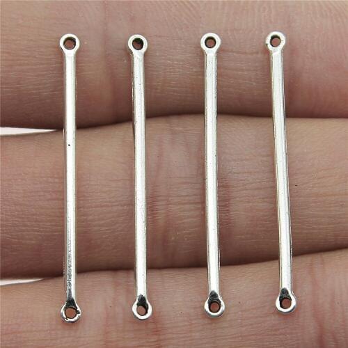 WYSIWYG 20pcs Charms Long Bar Connector Antique Silver Color Tone 2x34mm Metal Jewelry Findings DIY Accessories