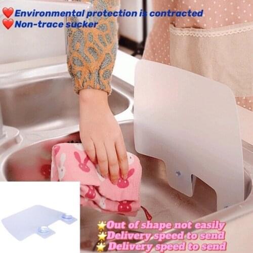 1Pc Kitchen Sink Water Splash Guards with Sucker Waterproof Screen Dish/ Fruit Vegetable Washing Anti-water Board Baffle Plate