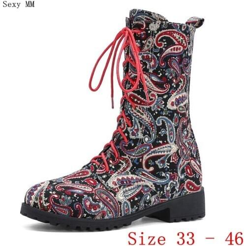 Spring Autumn Winter Women Mid Calf Boots Shoes Woman Short Boots botas femininas botte femme Small Plus Size 33 - 46