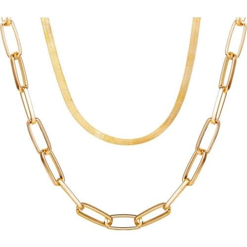 Alloy Snake Thick Chunky Link Chain Necklace Women Punk Style Gold Color Multilayer Clavicle Chain Necklaces Vintage Jewelry
