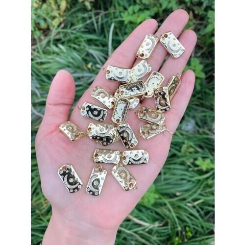 10Pcs Gold Plated Handmade DIY Pave Cubic Zircon Crystal Smile Moon Heart Shape Charm Pendant For Women Jewelry Making