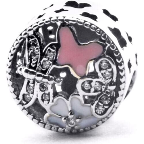 100% Real 925 Sterling Silver Mixed Enamel Springtime Charms Beads Fits Pandora Bracelets DIY Fine Charm Silver 925 Jewelry