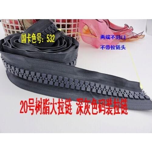 200cm+1piece slider 20#resin zipper for sewing zippers for tent bags luggages grey free shipping