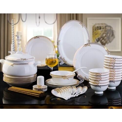 2021 Fashion Dish Set 56 Pieces Dinnerware Sets Porcelain Tableware Dishes European Tableware Sets Plate Tableware Combinations