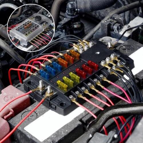 45% Hot Sales!!!12 Ways Fuse Box Holder LED Indicator Light Universal Fuse Blade Cover for 12V-60V Cars SUVs RVs Boats Yachts