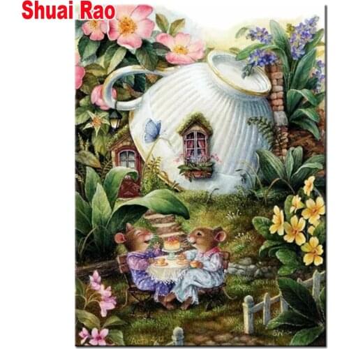 5 d drill diy diamond embroidery fairytale world diamond painting full square/round drill diamond mosaic rats love happy