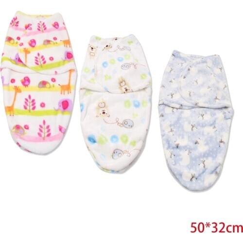 50*32cm Flannel Warm Swaddling for Newborn Blanket Baby Receiving Blanket Bedding Cartoon Cute Infant Sleeping Bag for 0-6 M
