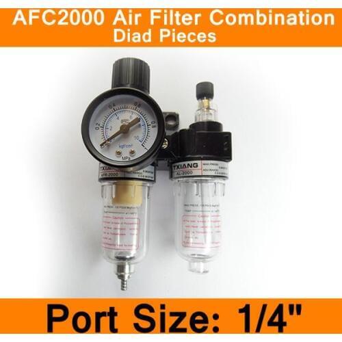 AFC2000 Air Filter Regulator Combination Lubricator Combinations 1/4" Port FRL Union Air Treatment Oil Water Separation