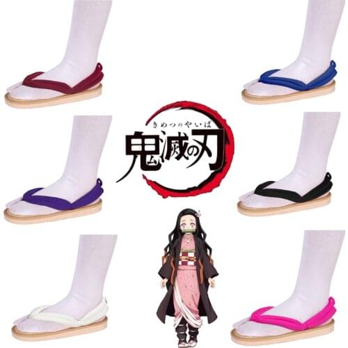 Anime Demon Slayer Cosplay Shoes Costume Accessory Kimetsu No Yaiba Sandals Shoes Agatsuma Zenitsu Flip Flops Halloween Gif