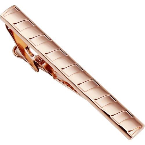 Noble Designs Tie Clips For Mens Shirt Shinny Rose Gold Color Tie Bar Pins