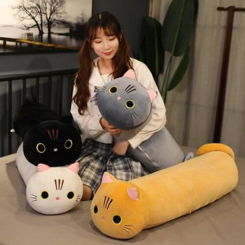 Large Size Cartoon Cat Plush Toys Stuffed Cloth Doll Long Animal Pillow Cushion Baby Children Kid BrithdayGifts