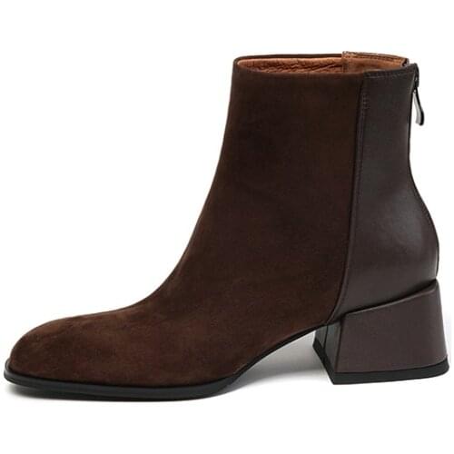 Real Leather Chelsea Boots Med Heel Ankle Boots Classic Shoes Women Autumn Womens Casual Shoes 2021 Daily Footwear Size 34-40