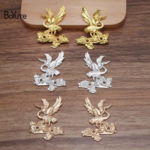 BoYuTe (10 Pairs/Lot) 30*40.5MM Metal Alloy Crane Materials Factory Direct Sale DIY Handmade Hair Accessories Parts