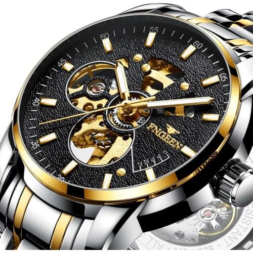 2021 Stainless Steel Waterproof Mens Hollow Out Watches Top Brand Luxury Transparent Mechanical Sport Male Wrist Watches