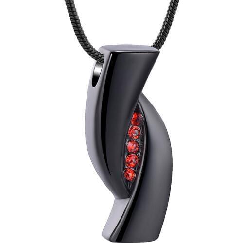 IJD12838B Cremation Black Pendant Inlay Crystal Memorial For Ashes of Loved Keepsake Urn Necklace Jewelry