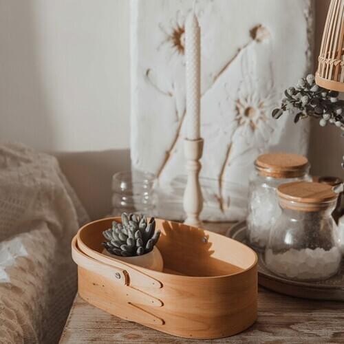 Wood Storage Basket Jewelry Small Stuff Organizer with Foldable Handle Handmade Food Fruit Vegetable Picnic Baskets Home Decor