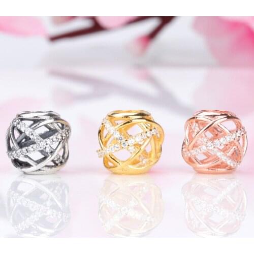 DoDoFly Genuine 925 sterling silver Hollow cross galaxy diamond charms fit original bracelet DIY Jewelry