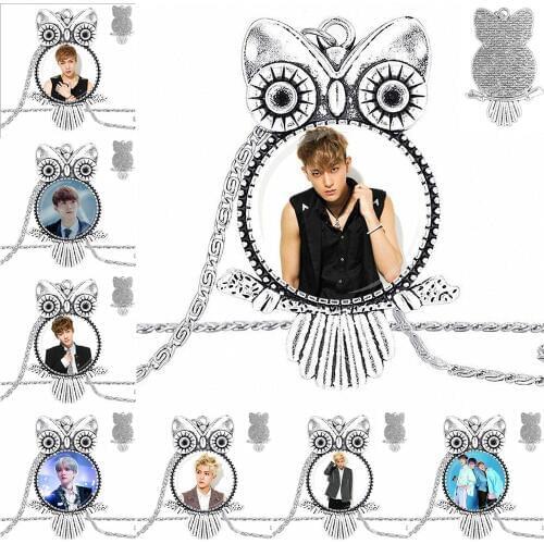 EJ Glaze Fashion Glass Cabochon Pendant Owl Necklace Choker Necklace Jewelry For Women Girls Ladies Statement Best Gift Exo