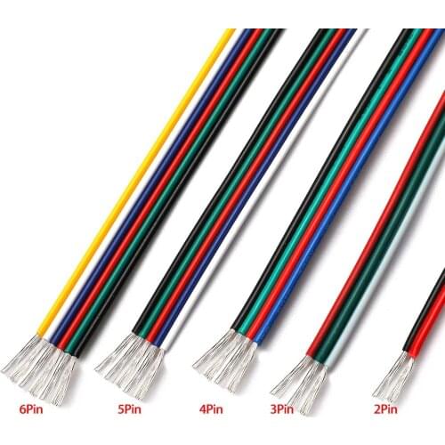 10m Electric Cable 2 pin/3pin/4pin/5pin cable 22/20/18AWG PVC Cable Electrical Wire Tinned Copper Wire For WS2812B RGB LED Strip