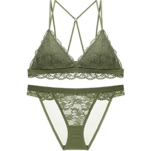 Hot Sale Thin Mold Cup Insert Without Steel Ring Bra Beautiful Back Underwear Panty Set Lace Bra Set Ladies Underwear