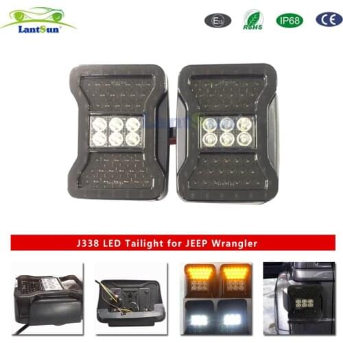 J338 2pcs LED Tail Light DRL Brake Reverse Turn Signal Rear Taillight For Jeep Wrangler JK 2007-2017 LANTSUN