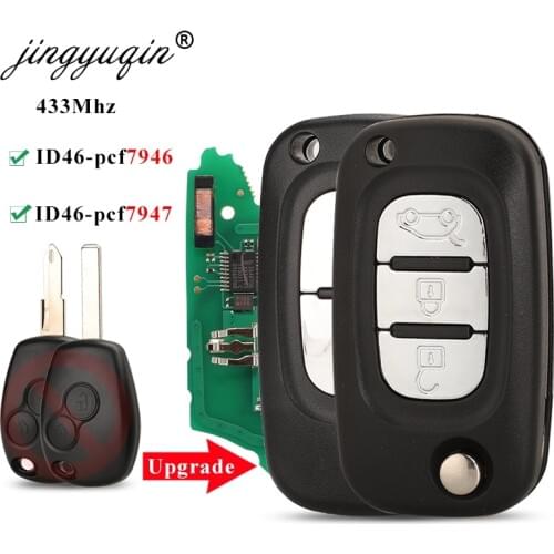 Jingyuqin 2/3BTN Modified Flip 433Mhz ID46-7946 /7947 Car Remote Key For Renault Vivaro Movano Traffic Master Kangoo Clio Dacia