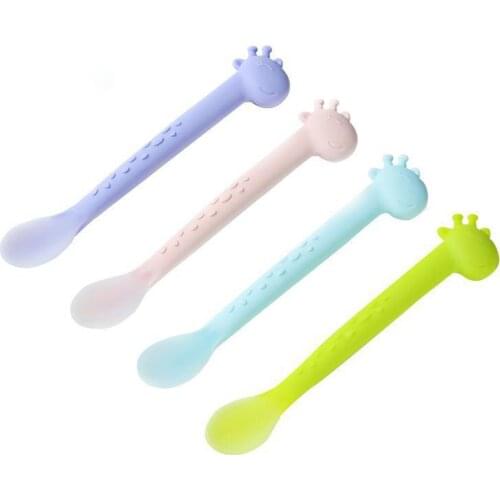 Silicone Safety Baby Tableware 4Colors 1Pcs Infant Feeding Multi Purpose Soft Kids Training Spoon Non-slip