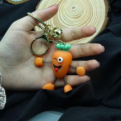 Cartoon Funny Spring Radish Carrot Keychain Bag Decoration Pendant Car Key Ring Women Men Jewelry