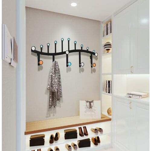 Behind The Door Wall Hanging Porch Coat Hook Wall Shelf Wrought Iron Coat Hanger Wall Creative Wall Hook Fashion Key Holder Wall