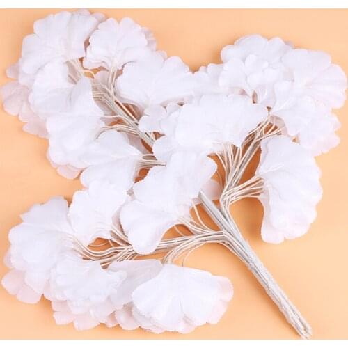 New 12pcs/set Simulatiom Ginkgo Biloba Artificial Green Leaves Plant Green Leaf for Wedding Party Home Decor DIY Craft Supplies