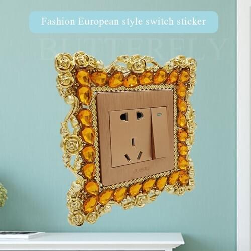 New creative rhinestone household switch cover wall lamp socket stickers decorative switch stickers room switch protection stick