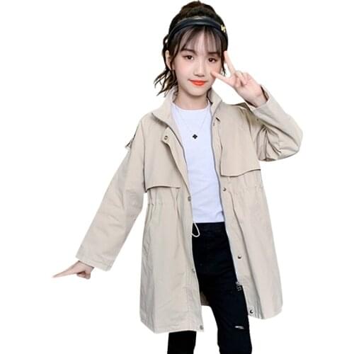 Girls Coat Windbreaker Solid Color Girl Coats Kids Casual Style Childrens Coats Outerwear Spring Autumn Winter Kids Clothes
