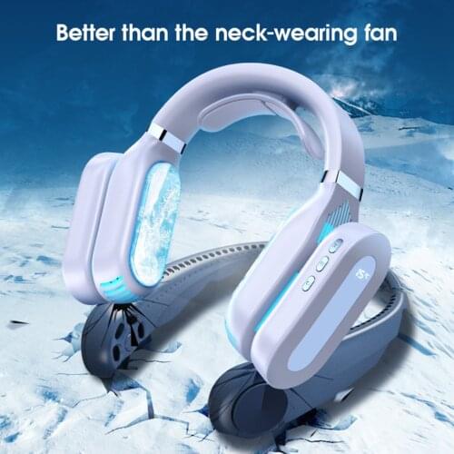 Portable Hanging Neck Fan Cooling Heater Heating Air Conditioner Fan Wearable Neckband Mobile Leafless Fan USB Rechargeable Fan