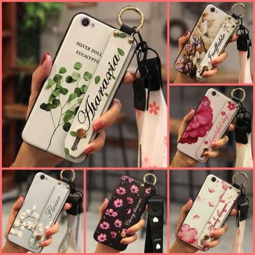 Durable Waterproof Phone Case For VIVO Y66/Y65 Flower Back Cover Soft Wrist Strap For Woman