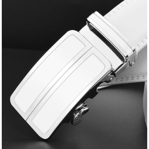High Quality 3.5cm Automatic Buckle belt men Waist Strap fashion genuine leather white Grain designer Waistband