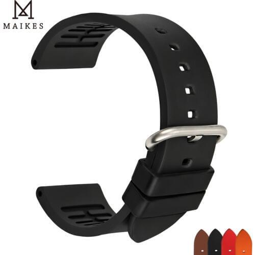 MAIKES Watch Accessories Fluoro Rubber Watch Band 20mm 22mm 24mm Watchbands Bracelet Men Watch Strap For Brand Casio Watch