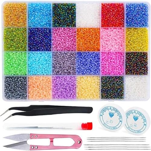LMDZ Jewelry Making Kit Czech Glass Seed Beads Box Set Lobster Clasps Beading Cord For DIY Earring Bracelet Jewelry Making