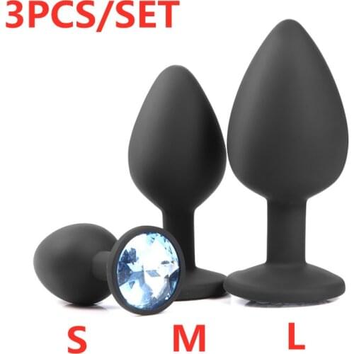 3pecs Safe Silicone Butt Plug With Crystal Jewelry Anal Plug Vaginal Plug Sex Toys For Woman Men Anal Dilator for Gay prostate