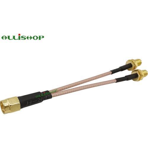 SMA male to Dual RP SMA female Pigtail RG316 low loss RF cable plug to jack connector for WIFI FPV Antenna GSM, LAN 0-6Ghz